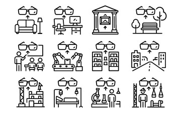 Room vector construction ar desk street outdoor icon classroom environments area retail