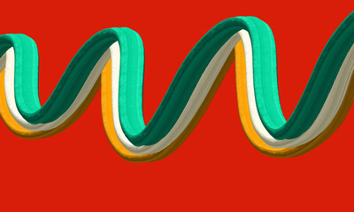 Abstract green white and yellow Swirl Design on Red Background. Template for banners, posters, etc.