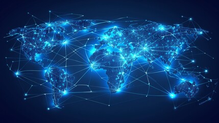 Obraz premium Global export routes of a multinational corporation illustrated on a world map with connection lines