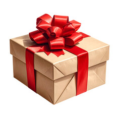 Obraz premium A beautifully wrapped gift box with a vibrant red bow isolated on transparent background