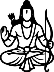 Minimal Lord Ram Silhouette Logos Unique Pure Black Vector Designs