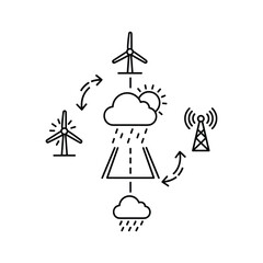 Line icon concept of renewable energy cycle and communication