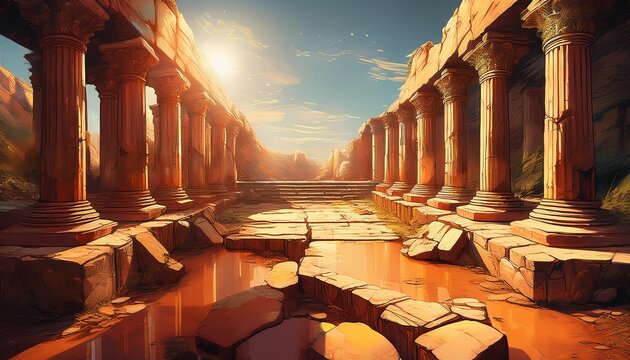 cracked columns ancient architectural and historical structures - Powered by Adobe