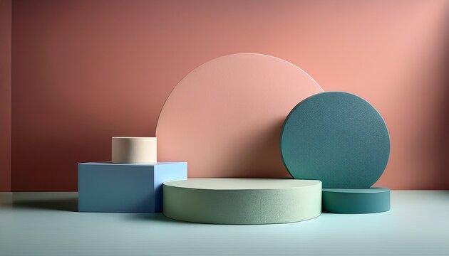 geometric minimalist modern abstract podiums for product display - Powered by Adobe