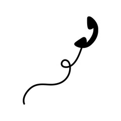Minimalist Vintage Telephone Handset Icon with Curly Cord