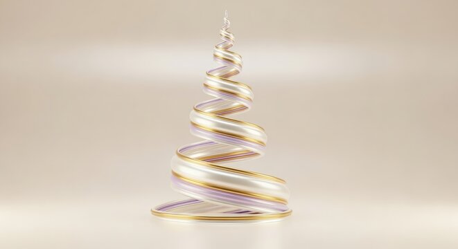 Satin ribbon folds form a spectacular pearl crown spiral rising gracefully midair with shimmering golden highlights and soft diffused reflections. Abstract elegant concept