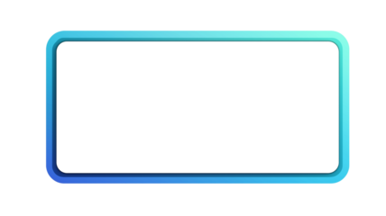 Rectangular frame with blue and green gradient edges isolated on transparent background PNG