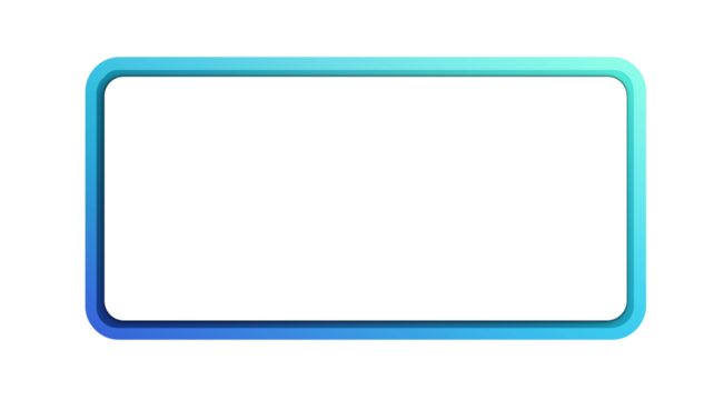 Rectangular frame with blue and green gradient edges isolated on transparent background PNG