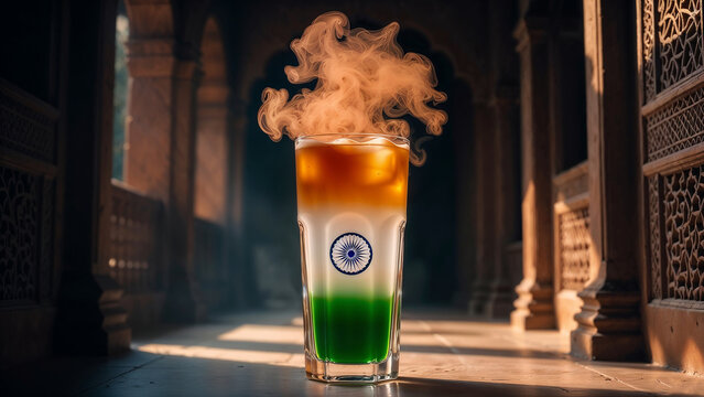 Indian Flag Tricolor Drink Ashoka Chakra Smoke Temple