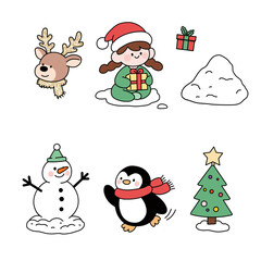 set of christmas elements