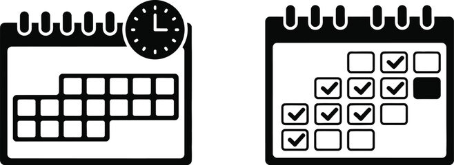 Simple calendar and to do list icons displayed in a minimalist black and white style