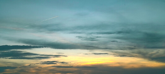 Abstract cloudy sky cool tones background with copy space.