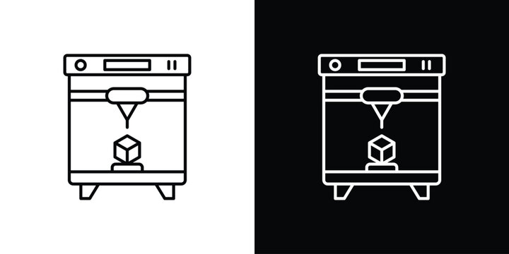 3D printing icons isolated outline vector icon with editable stroke