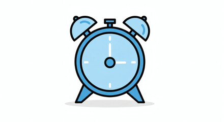 Retro Alarm Clock Illustration A Blue, Classic Timepiece with Bells and Legs