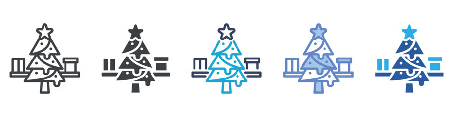 Christmas Tree icon set multiple style collection