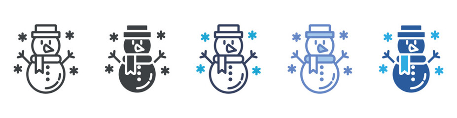 Snowman Face icon set multiple style collection