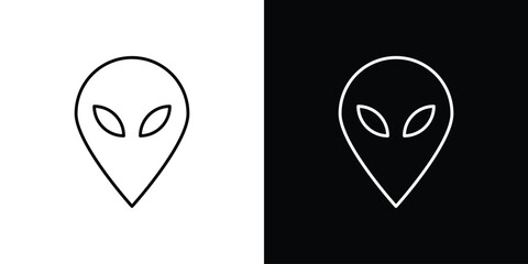 Alien face icons isolated outline vector icon with editable stroke © Bell