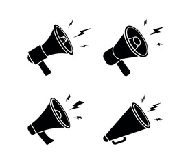 Megaphones icons set. Megaphone icon vector logo design emplate. loudspeaker icon vector. Voice sound speech logo silhouette sign. Set of simple megaphone line icons. Vector illustration