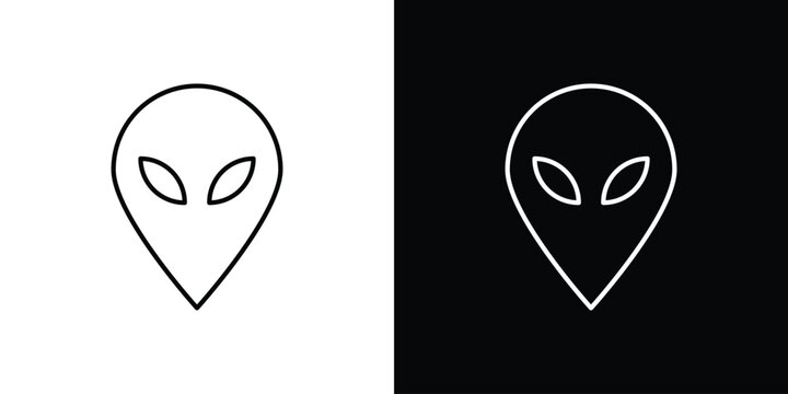 Alien face icons isolated outline vector icon with editable stroke