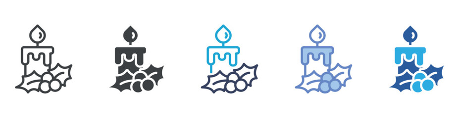 Christmas Candle icon set multiple style collection