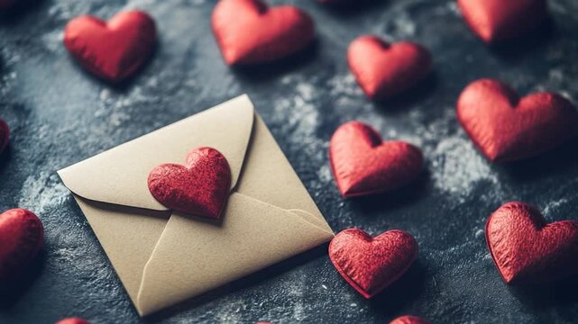A brown envelope with a red heart on it, suitable for romantic or love-themed occasions