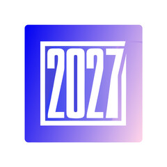 2027 Year Number In Blue Gradient Square On White Background Keywords: 2027, year, number, text