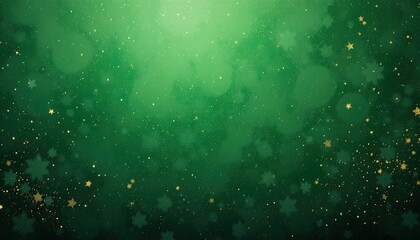 Elegant emerald green background with shimmering gold snowflakes and sparkling bokeh lights for Christmas holiday designs and festive celebrations