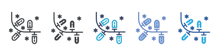 Holiday Lights icon set multiple style collection