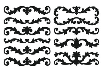 Collection of black ornate decorative flourishes and borders