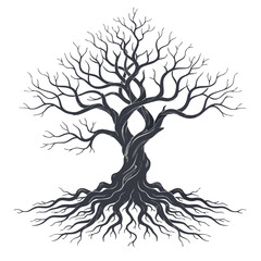 Artistic Tree Illustration with Serene Branch Design
