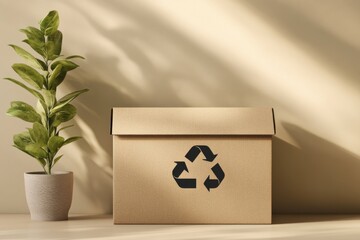 Recycling action eco-friendly practices home office cardboard box natural light minimalist design