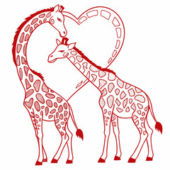Two giraffes forming a heart shape with their necks.