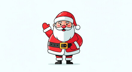 Cheerful Santa Claus waving hello, spreading holiday joy and festive spirit for Christmas cards, social media, and winter promotions