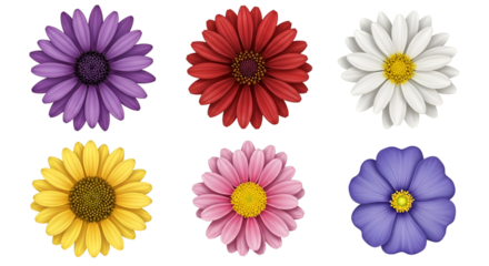 Assortment of Six Colorful Daisy-like Flowers daisies