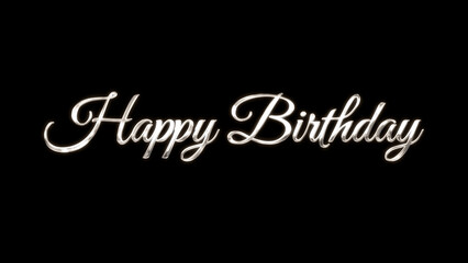 Happy Birthday image with silver text lettering on transparent background or dark. Perfect for birthday cards, social media posts, invitation, and party.
