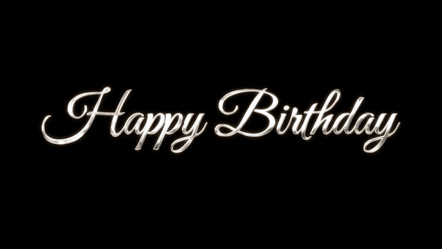 Happy Birthday image with silver text lettering on transparent background or dark. Perfect for birthday cards, social media posts, invitation, and party.
