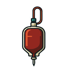 A compact blood pack with a clear window showing fluid level.