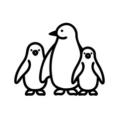 Charming Penguin Family Illustration A Heartwarming Antarctic Scene.