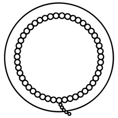 Circular Bead Strand with Pendant on Round Surface.
