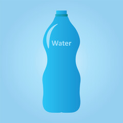 Blue Water Bottle Illustration in Gradient Minimalist Style. Suitable for hydration themes, packaging concepts, healthy lifestyle visuals, and product-related graphics.