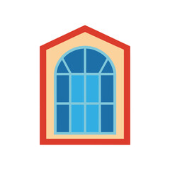 Colorful arched house window icon design vector illustration