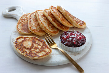 Klatkager. Scandinavian Rice Porridge Pancakes make from traditional Christmas rice porridge Risengrod.