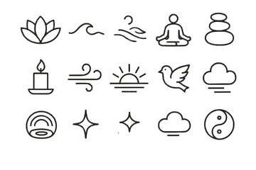 Inner lotus icon harmony peaceful symbol wave cloud breeze vector ocean peace