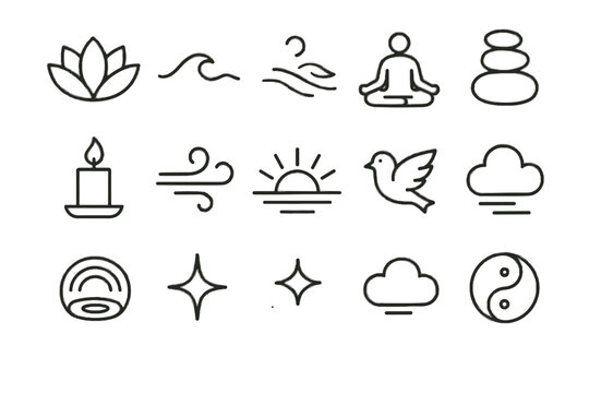 Inner lotus icon harmony peaceful symbol wave cloud breeze vector ocean peace