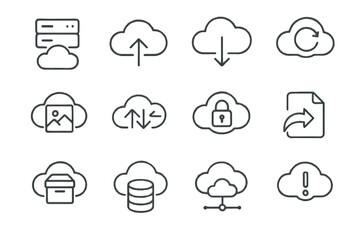 Fototapeta premium Version alert restore icons backup icon notification cloud vector connection server