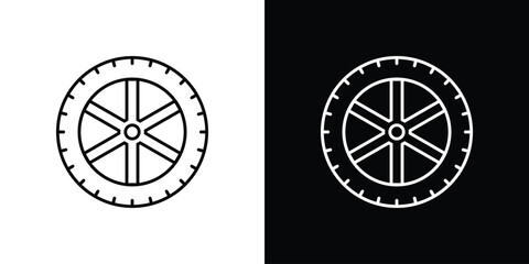 Car wheel icons isolated outline vector icon with editable stroke © Bell