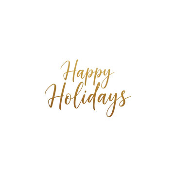 Elegant golden happy holidays script text on black background