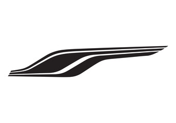Abstract black and white swoosh design with multiple layers