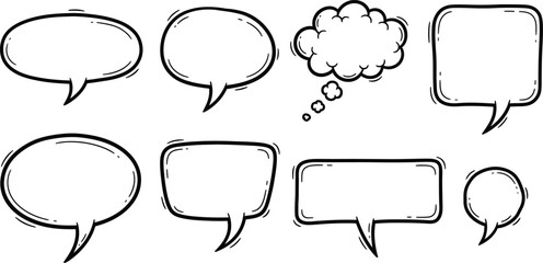 Obraz premium Set of hand drawn speech bubbles in various shapes