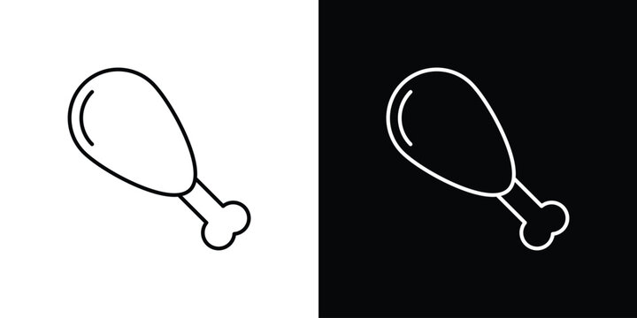 Chicken leg icons isolated outline vector icon with editable stroke